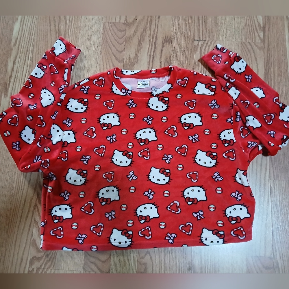 Hello Kitty Red and Pink Fleece Pajama Set Sz:S/P